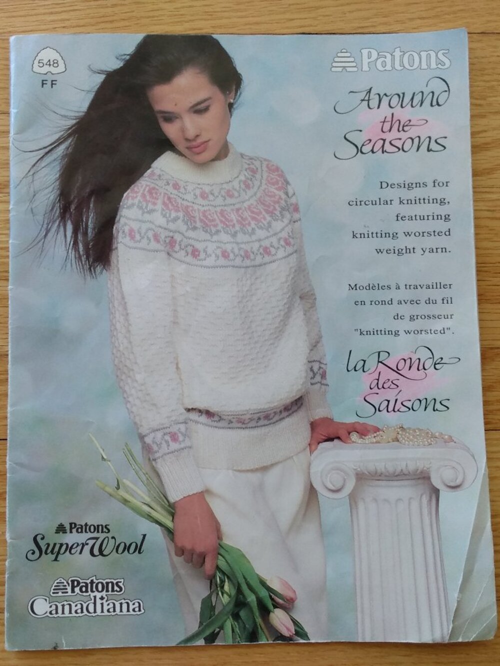 Vintage Sweater Knitting Pattern Book for Circular Needles Fair Isle Ski Roses